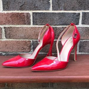Mix No.6 Red ankle strap patent leather heels